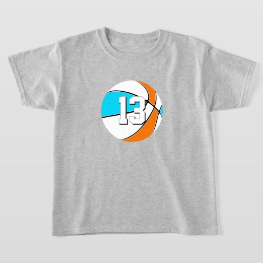 Kies ELKE teamkleuren met basketbalnummer T-shirt (Laagn)