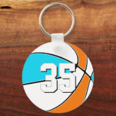 kies ELKE teamkleuren met jerseynummer basketbal Sleutelhanger (Voorkant)