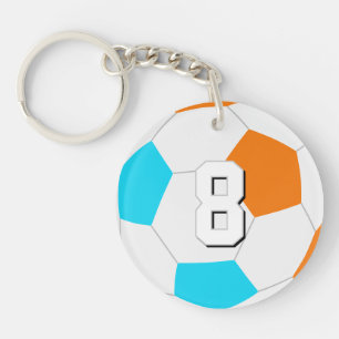 kies ELKE teamkleuren met shirt nummer voetbal Sleutelhanger