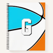 kies ELKE teamkleuren monogram basketbal Notitieboek (Voorkant)
