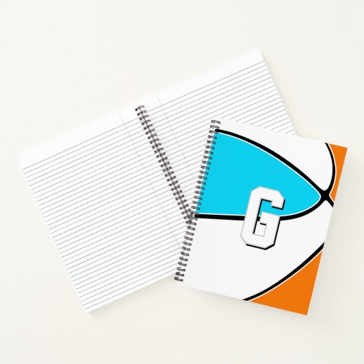 kies ELKE teamkleuren monogram basketbal Notitieboek (Binnen)