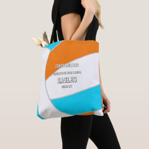 kies ELKE teamkleuren volleybal coach naam Tote Bag