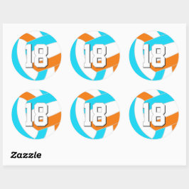 kies ELKE teamkleuren volleybal shirt nummer Ronde Sticker