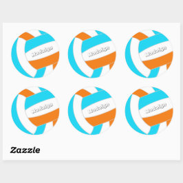 kies ELKE teamkleuren volleybal speler naam Ronde Sticker
