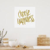 Kies Geluk Quote Faux Gold Foil Sparkly Poster (Keuken)