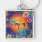 Kies Gelukkig en kleurrijk Sleutelhanger (Voorkant)