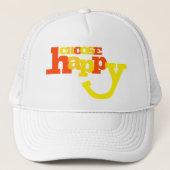 Kies gelukkig oranje geel grafisch pet (Voorkant)