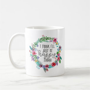 Kies Happiness Inspirerend quote Boho floral Koffiemok