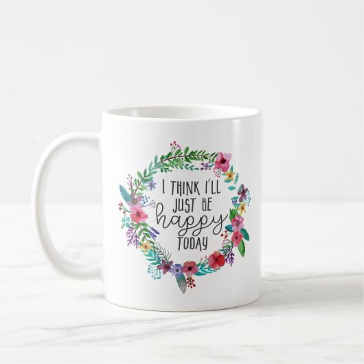 Kies Happiness Inspirerend quote Boho floral Koffiemok (Links)