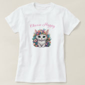 Kies Happy Cat print T-shirt (Design voorkant)