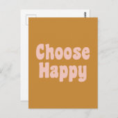 Kies Happy Inspirerend Retro Typography Yellow Briefkaart (Voorkant / Achterkant)