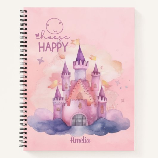 Kies Happy Palace op de Pink Cloud aanpasbaar Notitieboek (Voorkant)