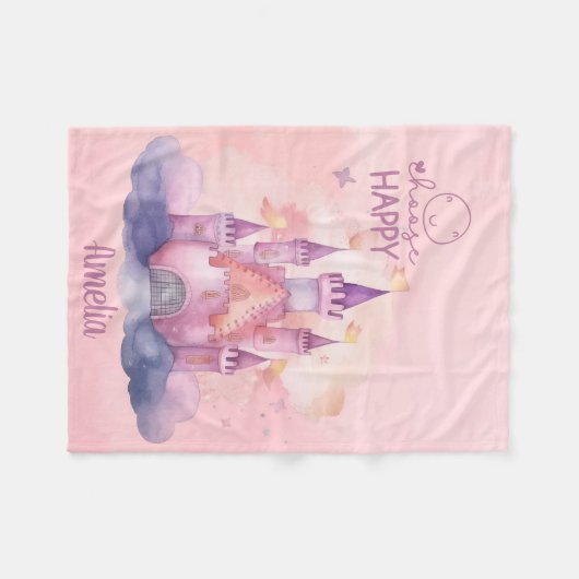 Kies Happy Palace op de Pink Cloud Fleece Deken (Voorkant (Horizontaal))