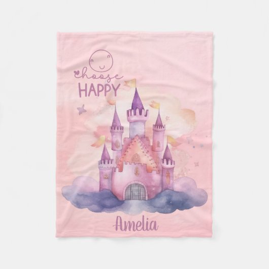 Kies Happy Palace op de Pink Cloud Fleece Deken (Voorkant)