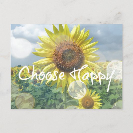 Kies Happy Quote met Zonnebloemen Briefkaart (Voorkant)