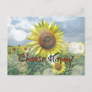 Kies Happy Quote met zonnebloemen Briefkaart