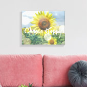 Kies Happy Quote met Zonnebloemen Canvas Afdruk (Insitu (Woonkamer))