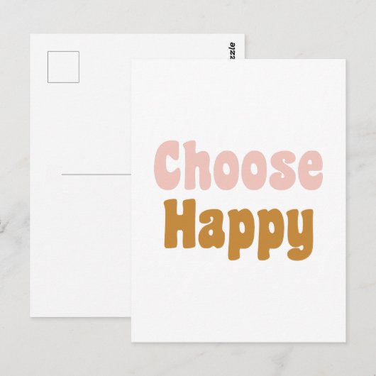 Kies Happy Retro Lettering in Blush en Mustard Briefkaart (Voorkant / Achterkant)