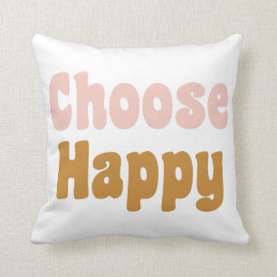 Kies Happy Retro Lettering in Blush en Mustard Kussen