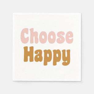Kies Happy Retro Lettering in Blush en Mustard Servet