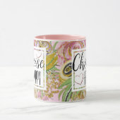 Kies Happy Roos Gold Glitter Floral Mok (Midden)