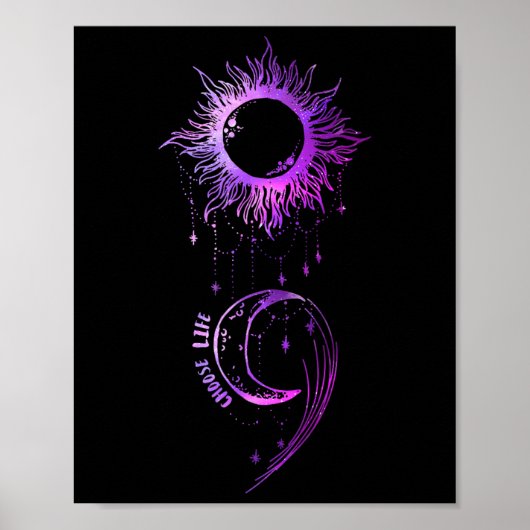 Kies het leven Semicolon zelfmoordpreventie bewust Poster (Voorkant)