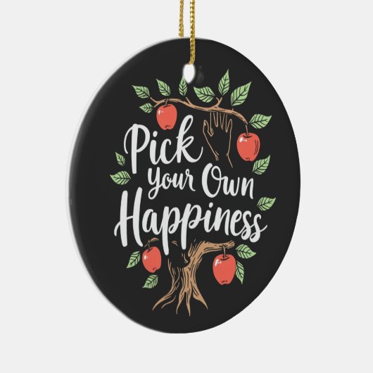 Kies Je Eigen Geluk Appel Pluk Seizoen Herfst Keramisch Ornament (Rechts)
