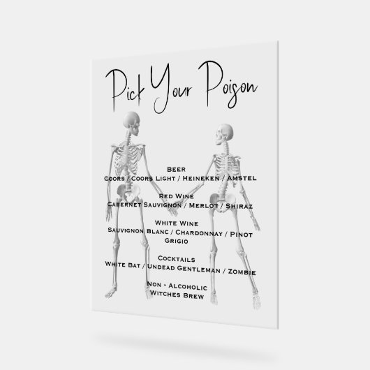 Kies Je Gif Skelet Trouwbar Menu Acryl Bord (Hoek)