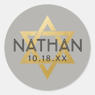 KIES JE KLEUR Bat Bar Mitswa Ster van David Naam Ronde Sticker