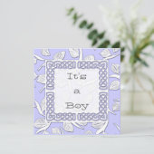 Kies je kleur geweven rand baby aankondiging (Staand voorkant)