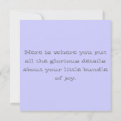 Kies je kleur geweven rand baby aankondiging (Achterkant)