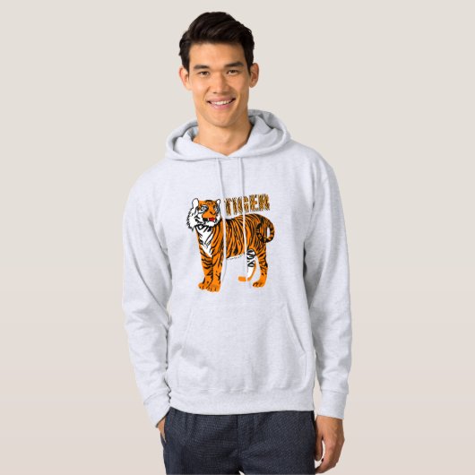 Kies je kleur l Geweldige tijger print Zwart Hoodie (Voorkant volledig)