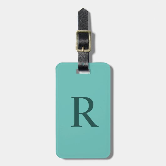 KIES JE KLEUR Licht En Donker Teal Monogram Tas Bagagelabel (Voorkant verticaal)