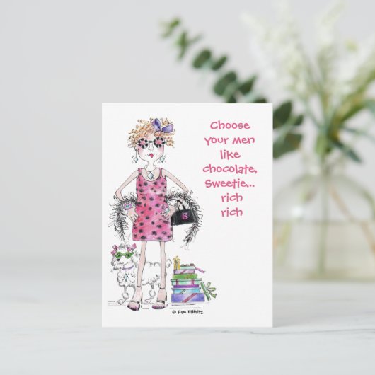 Kies je mannen als Chocolade, Rich Briefkaart (Staand voorkant)