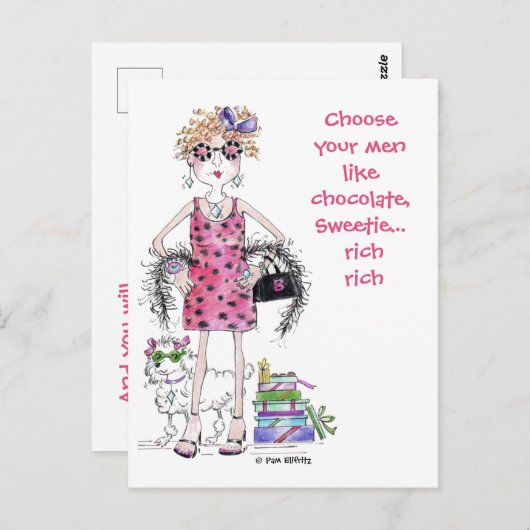 Kies je mannen als Chocolade, Rich Briefkaart (Voorkant / Achterkant)