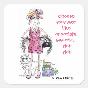 Kies je mannen als Chocolade, Rich Vierkante Sticker