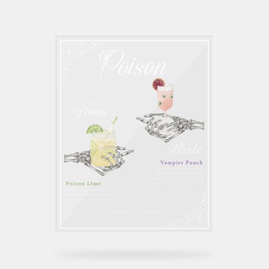 Kies je Poison Skelet Bride & bruidegom Cocktails Acryl Bord (Voorkant)