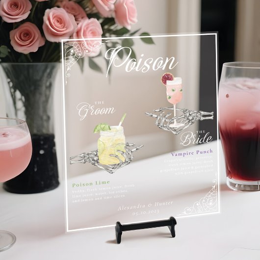 Kies je Poison Skelet Bride & bruidegom Cocktails Acryl Bord