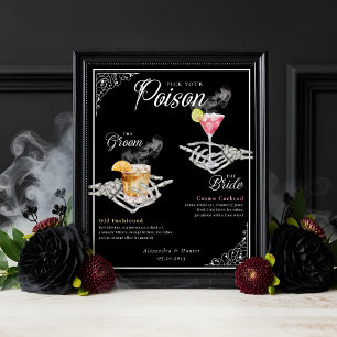 Kies je Poison Skelet Bride & bruidegom Cocktails Poster