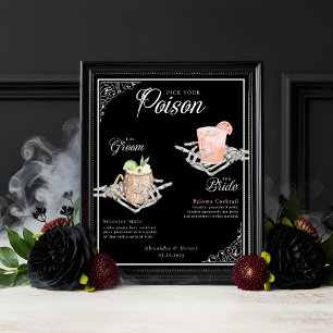 Kies je Poison Skelet Bride & bruidegom Cocktails Poster
