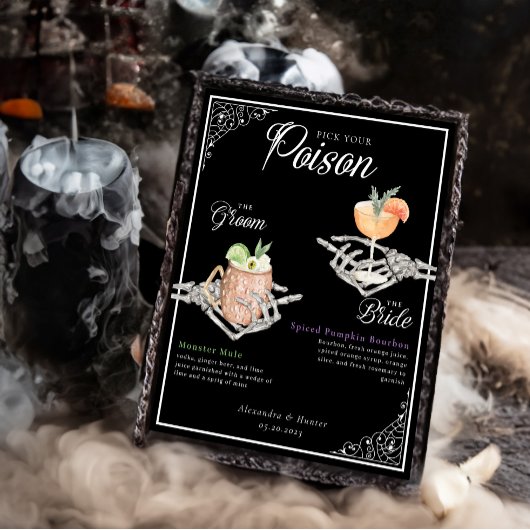 Kies je Poison Skelet Bride & bruidegom Cocktails Poster