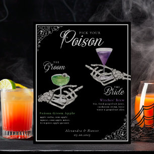 Kies je Poison Skelet Bride & bruidegom Cocktails Poster