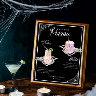 Kies je Poison Skelet Bride & bruidegom Cocktails Poster