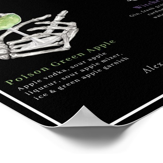 Kies je Poison Skelet Bride & bruidegom Cocktails Poster (Hoek)