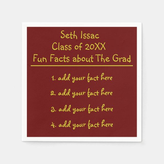Kies je schoolkleuren Afstuderen Fun Facts Servet (Voorkant)