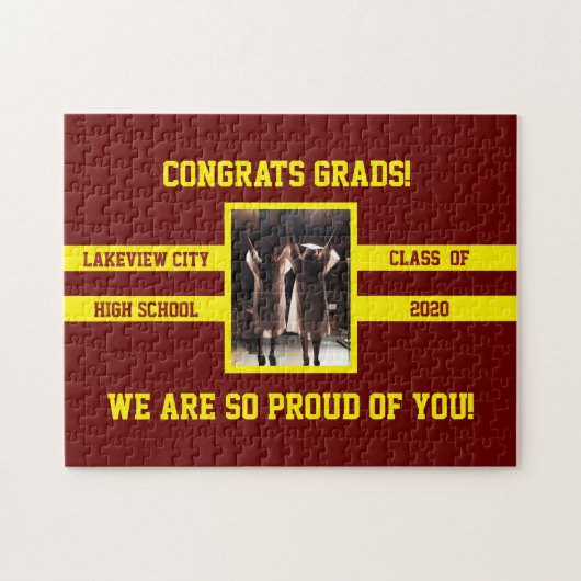 Kies je schoolkleuren Foto Gefeliciteerd Afgestude Legpuzzel (Horizontaal)