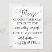 Kies je stoel en ga naar boven en dans bruiloft (Voorkant)