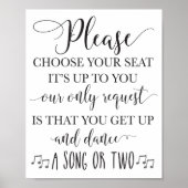 Kies je stoel en ga naar boven en dans bruiloft poster (Voorkant)