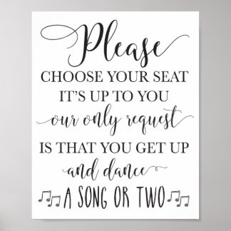 Kies je stoel en ga naar boven en dans bruiloft poster