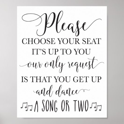 Kies je stoel en ga naar boven en dans bruiloft poster (Voorkant)